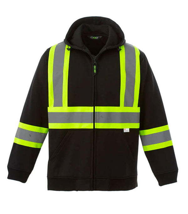 Hi-Vis Full Zip Hooded Sweatshirt L00682 Black - Canada Sportswear