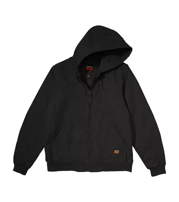 GRITMAN Men's Fleece-Lined Hooded Canvas Jacket (Black) - Timberland