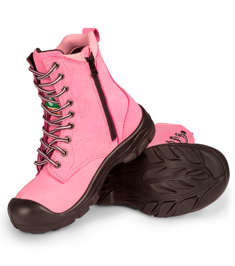 8 '' work boots S558 pink, woman - Pilote & Filles