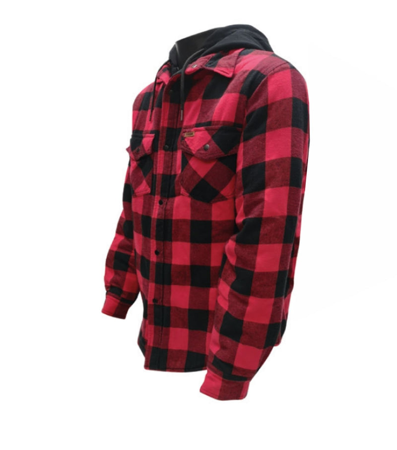 Chemise de flanelle doublée rouge avec capuchon - Task.