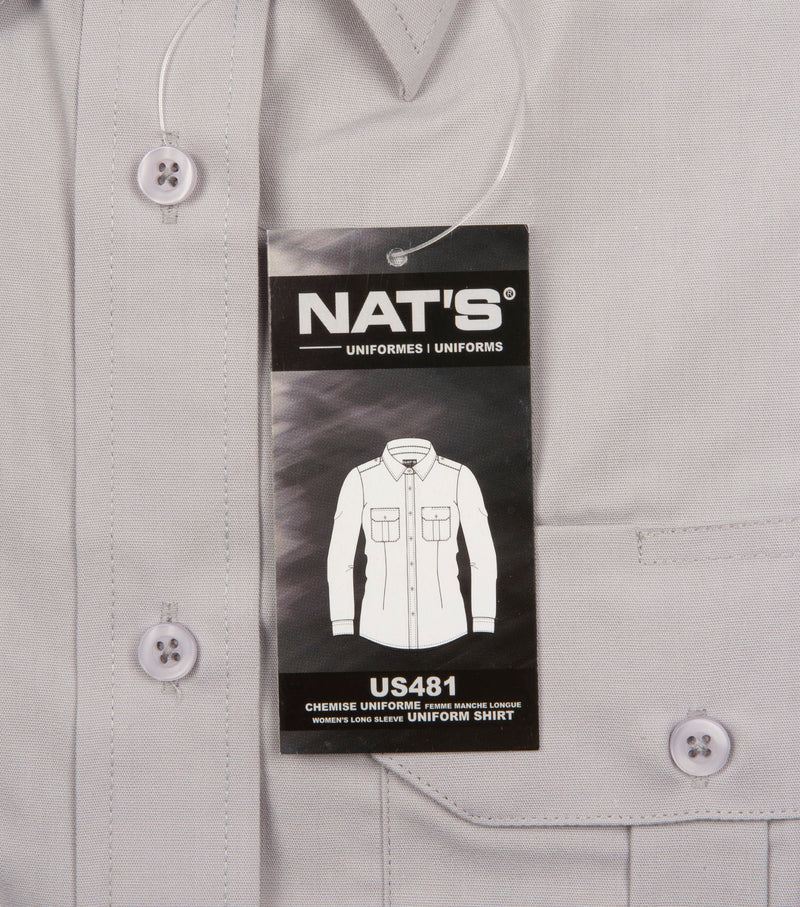 Chemise militaire à manches longues grise pour femmes - Nat's