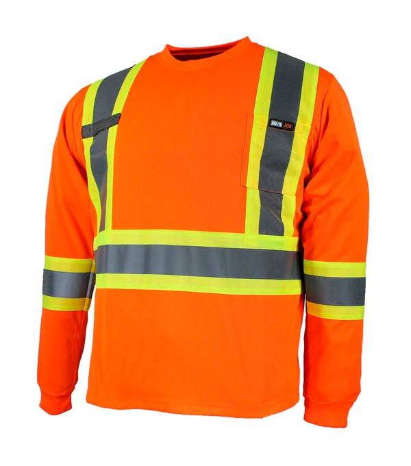 T-Shirt manches longues-10/4 JOB bandes réfléchissantes orange - Ganka